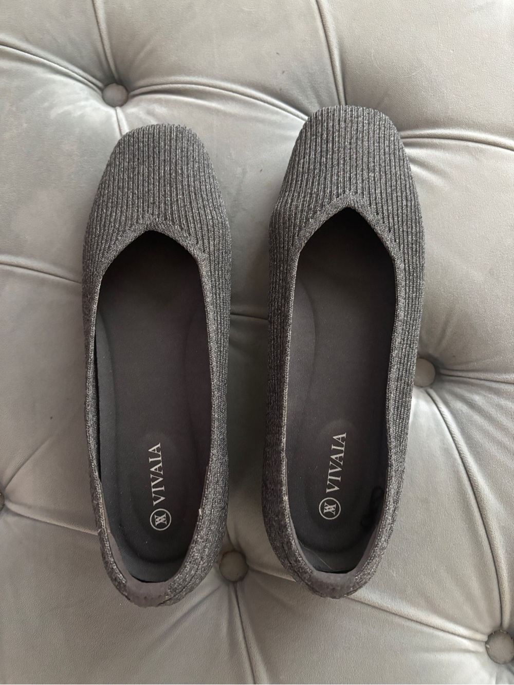 Vivaia Margo Gray Knit Ballet Flats